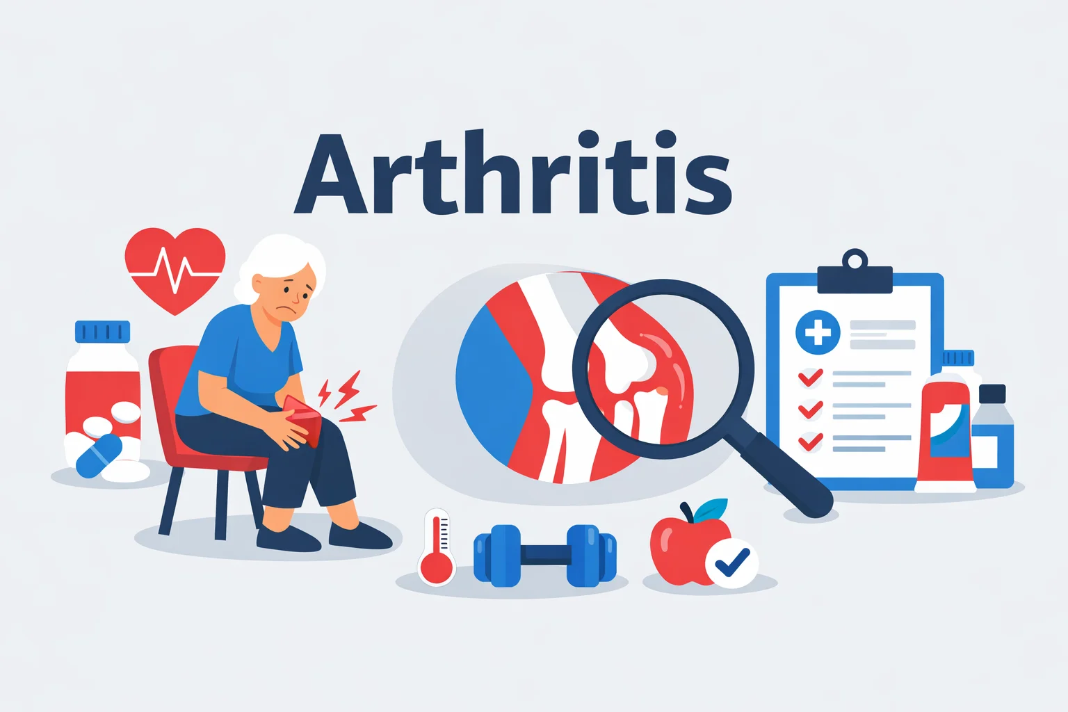 Person holding knee pain with arthritis joint illustration