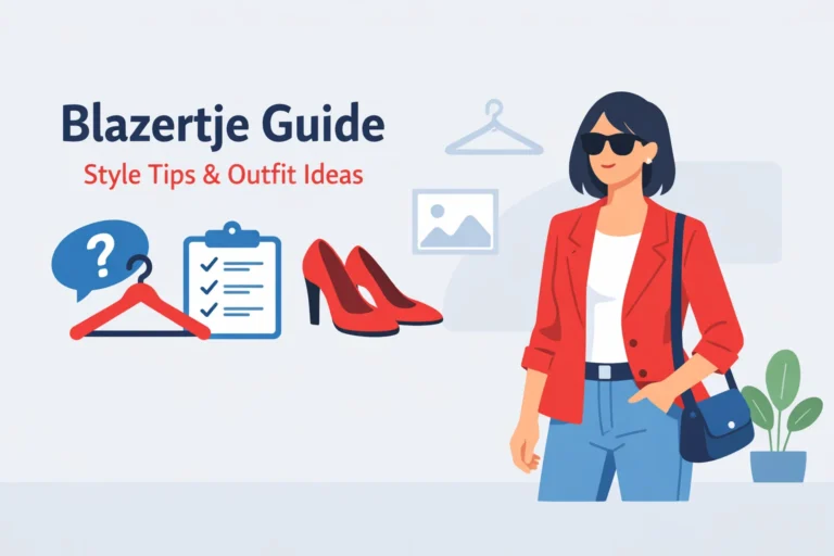 Woman wearing red blazertje with styling icons and outfit ideas