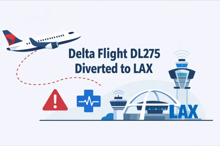 Delta flight DL275 diverted to LAX flat illustration