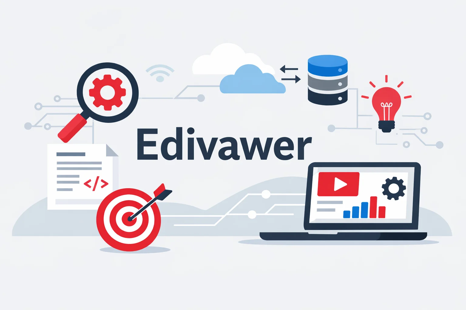 Edivawer technology platform illustration with cloud and server icons