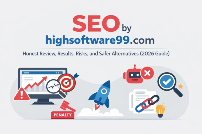SEO by highsoftware99.com review showing risks of fake traffic and safe SEO alternatives