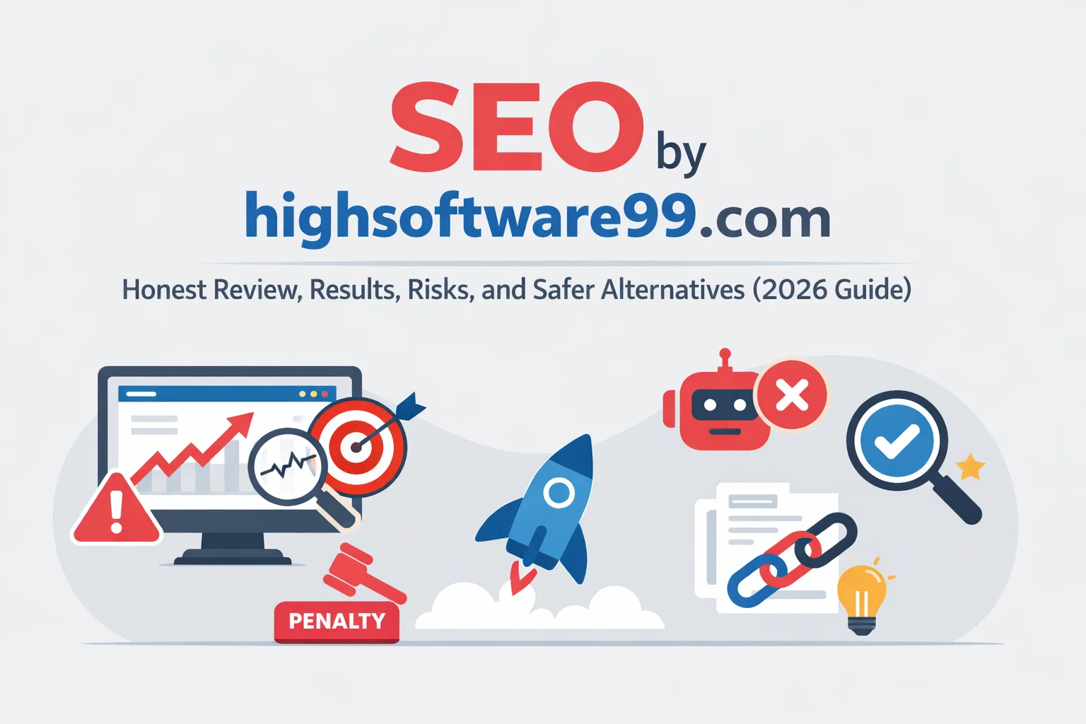 SEO by highsoftware99.com review showing risks of fake traffic and safe SEO alternatives