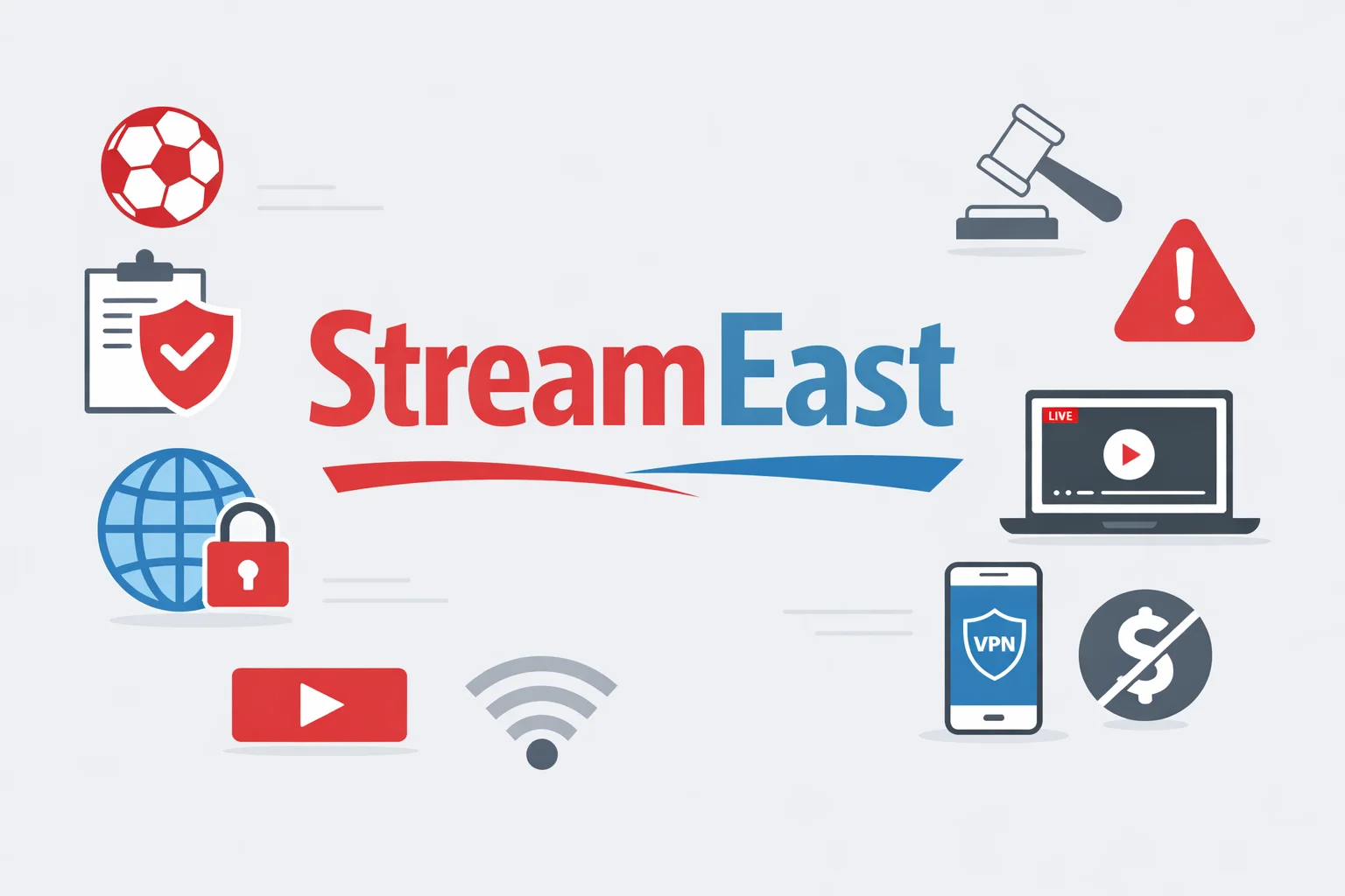 StreamEast live sports streaming illustration showing safety, legality, and alternatives