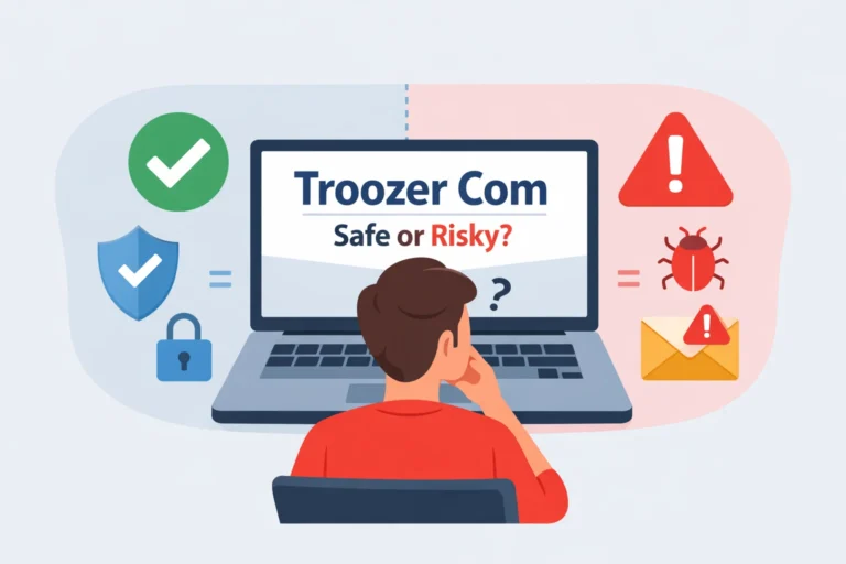 Troozer Com safety review showing safe vs risky website concept