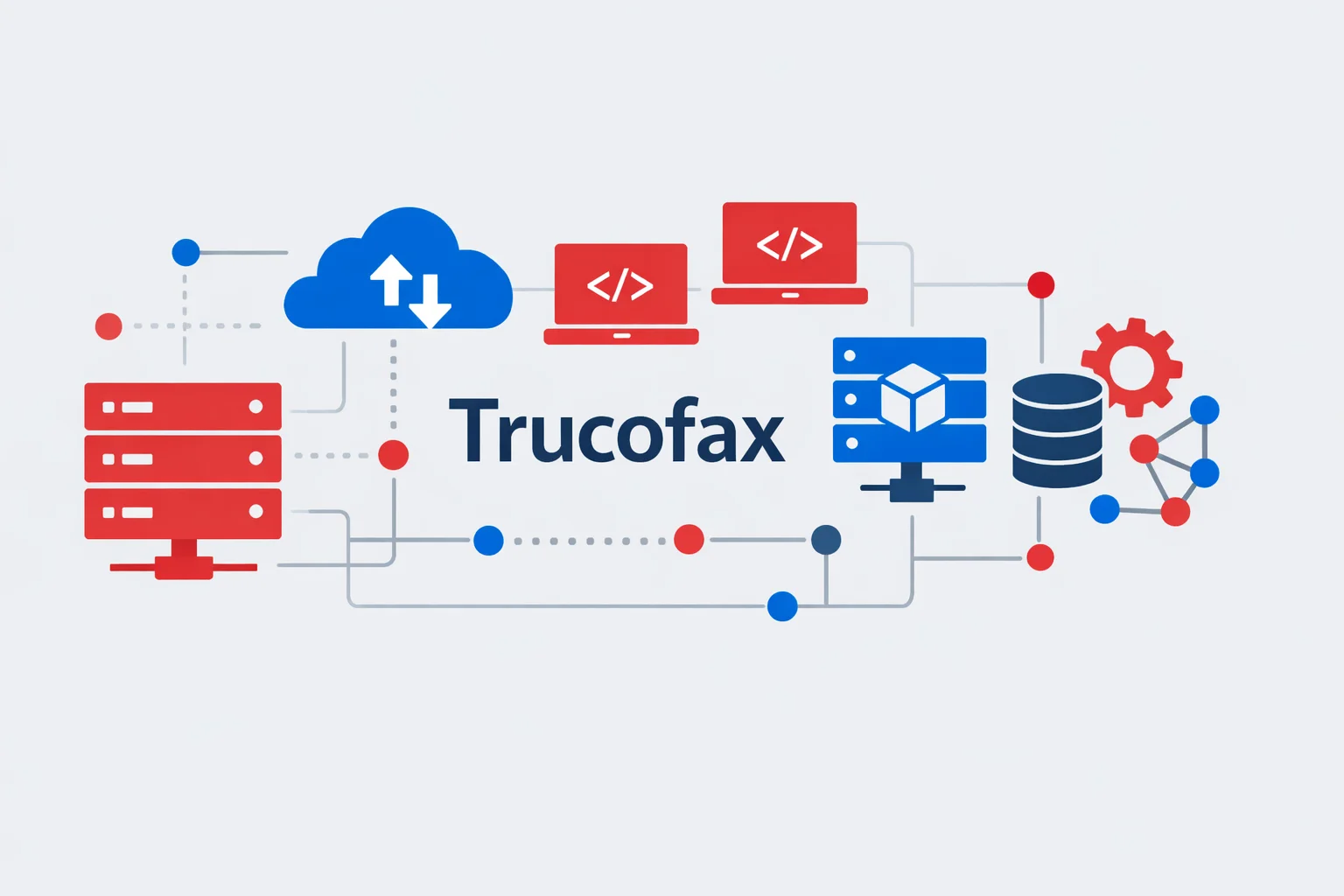 Trucofax cloud servers and virtual machines illustration
