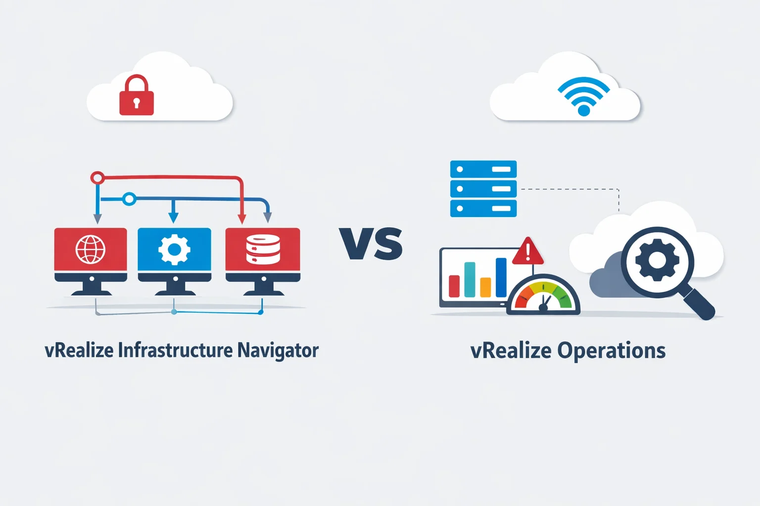 vRealize Infrastructure Navigator vs vRealize Operations architecture comparison