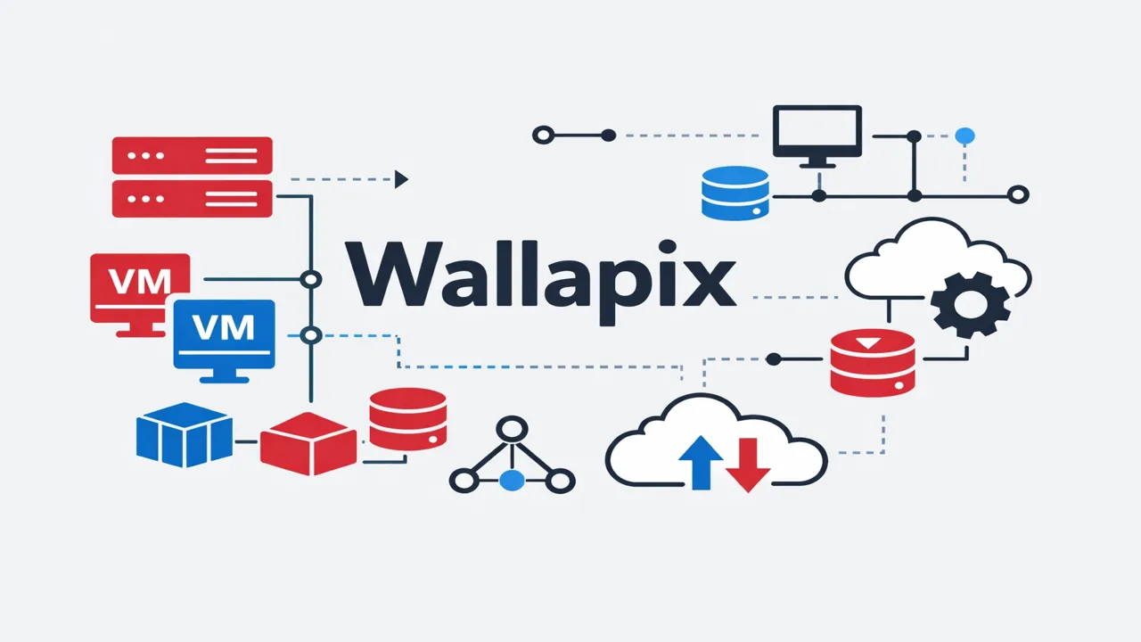Wallapix cloud infrastructure diagram with virtual machines and servers