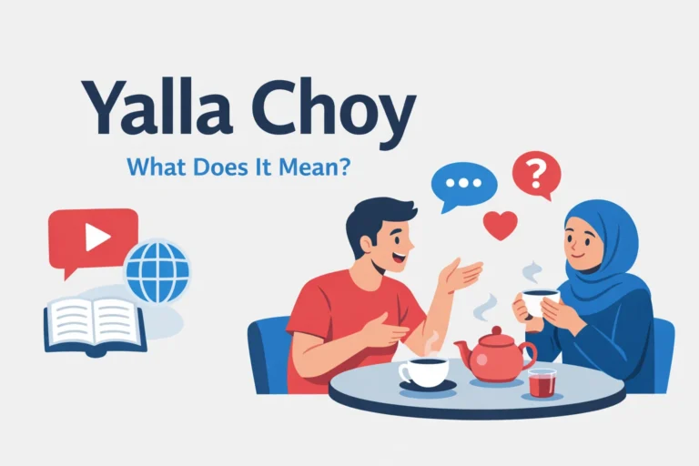 Yalla choy meaning illustration showing friends having tea